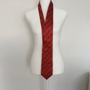 100% silk handmade Elegant Red Geometric Men's Tie